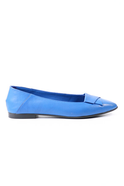 Tuna Genuine Leather Blue Women's Ballerina Shoes - Z2555
