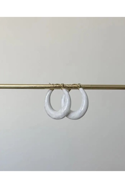 Haziran Accessory, Steel Stone Acrylic Hoop Earrings