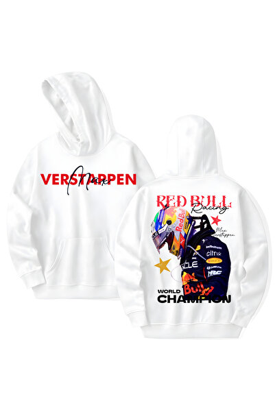 STİL-X Max Verstappen Printed Cotton Long Sleeve Hooded Sweatshirt with 3 Yarns