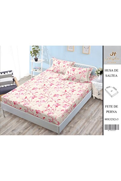 naniland.ro Husă de Pat Bumbac Satinat 2 Persoane 3 Piese cu Elastic 160x200 ...