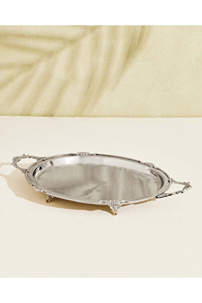REDTAG Silver Shiny Metal Oval Serving Tray
