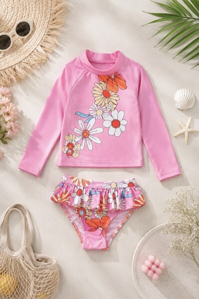 DeKuBaby Novi sezonski set bikinija sa dugim rukavima, kratkim topom i mini s...