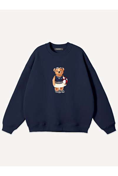 Mad&Calf سويت شيرت كبير الحجم مطبوع عليه تيدي بيتش للجنسين