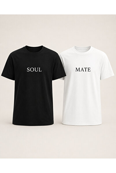 Couple Collection Oversize Unisex Çift Tişörtü - Soul / Mate Tasarım