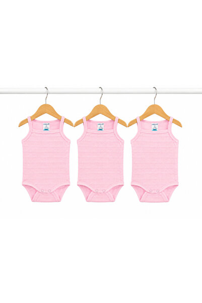 Melisa Ticaret Kız Bebek Askılı Çıtçıtlı Atlet Body 3 lu %100 Pamuk Yazlık Es...