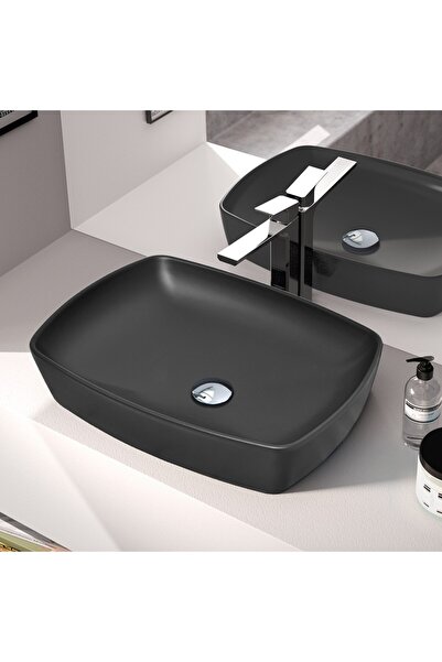 Serel 1633-401 Black Matt Hygiene Plus Πορσελάνινος Νιπτήρας Μπάνιου Επιτραπέ...