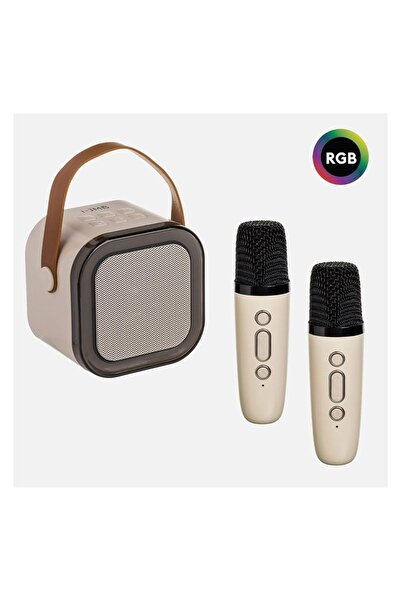 Jumbo Set boxă karaoke Bluetooth 5W cu lumini RGB și 2 microfoane wireless