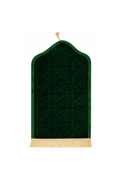 Lacoz Luxury Velvet Islamic Prayer Mat with Mihrab Design & Decorative Fringe...