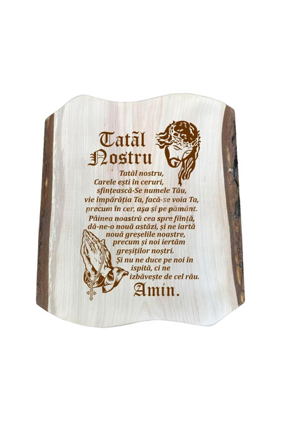 LimArt Placheta decorativa din lemn cu text religios, tip icoana cu scoarta, ...