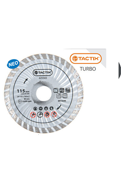 Tactix 425545 Διαμαντοδίσκος Ξηρής - Υγράς Κοπής ΤURBO 125 × 22.2 × 1.20 mm