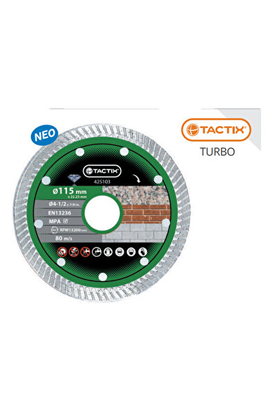 Tactix 425113 Διαμαντοδίσκος Ξηρής - Υγράς Κοπής TURBO 230 × 22.2 × 1.80 mm
