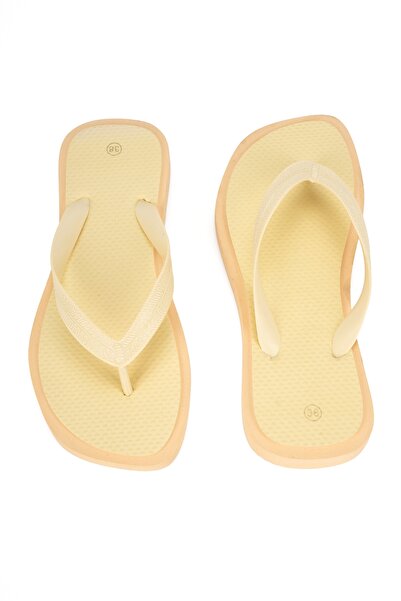 OZYO Havana Blunt Toe Double Color Beige Honey Foam Flip Flops