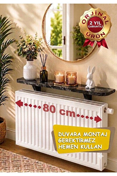 Zümra Ahşap Petek Üstü Uçan Raf Dresuar Siyah Mermer 80 cm