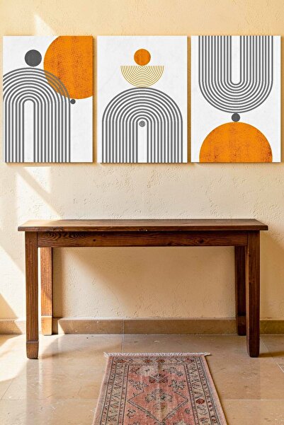 Nod Set de 3 tablouri boeme minimaliste din lemn MDF, decorațiuni geometrice ...
