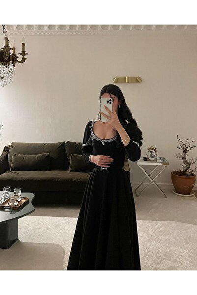 SKY dresses Black Dress with Hand Embroidery
