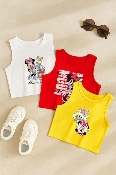 MYADA Tarz Baskılı Kız Çocuk 3'lü Crop Set 24205 24207 24202