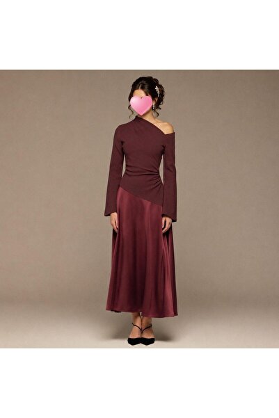 Mar style Elegant Satin One-Shoulder Midi Dress