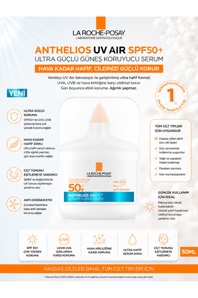 La Roche Posay Anthelios Uv Air Spf50+ Serum Sunscreen 50 ml - Moisturizing S...
