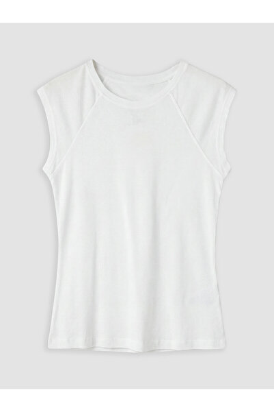 LC Waikiki Nevavm Women's 100% Cotton T-Shirt with Oval Collar and Difference...