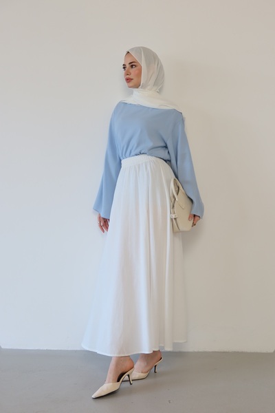 QUWİQ Women's Lined Linen Cotton Skirt