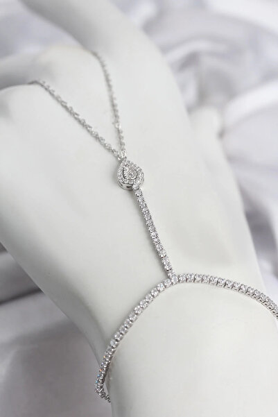Marsilyan Silver Color Brass Zircon Stone Drop Model Şahmeran Elk-Bjtieg
