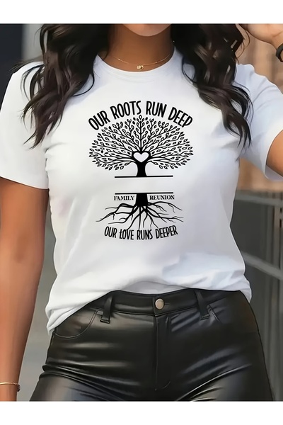 2mcup قميص ShortSleeve Family Reunion Our Roots Run Deep Wo'S ذو طباعة عصرية ...