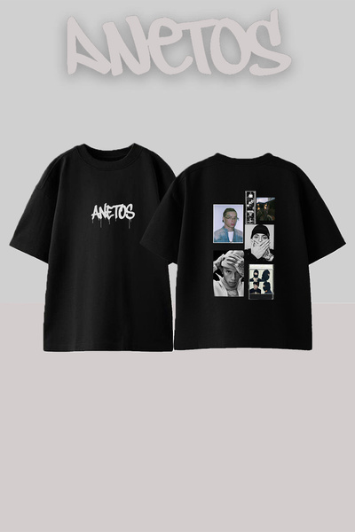 Anetos Lil Tjay_1 Design Printed Unisex Oversize Black Tshirt