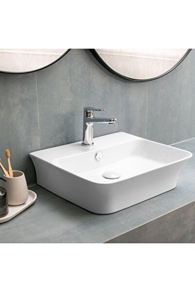 Karag LT2258 Επικαθήμενος Νιπτήρας Πορσελάνης 48.5x41x12.5cm Λευκός