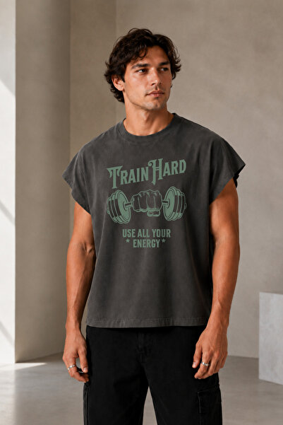 Velostra Men's Oversize Train Hard Printed Sportsman Daily Use Street Wear Cr...