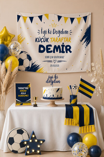Homamia Kişiye Özel Doğum Günü Happy Birthday Duvar Örtüsü Duvar Halısı Taraftar
