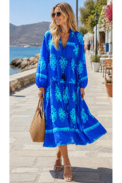 forte bella Trend Maxi Boy Ethnic Pattern Viscose Dress