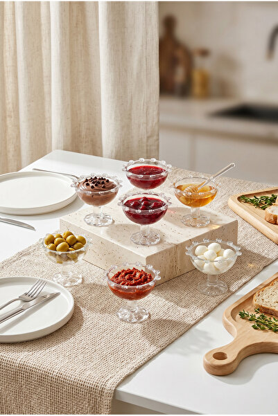 ZORENSA 6-Piece Papatya Glass Turkish Delight Container with Edge-Stand - Mul...