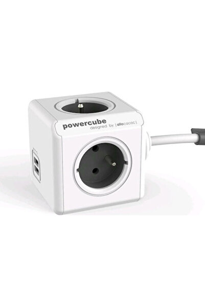 Allocacoc Prelungitor PowerCube cu 4 prize, cu 2 porturi USB-A și cablu de 1....