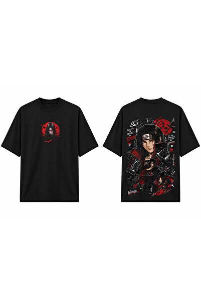 TOMRİS TASARIM Naruto Itachi Uchiha Akatsuki Anime Oversize T-Shirt