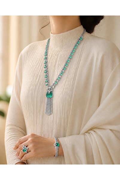 Generic Emerald Royal Luxury Green Emerald Zircon Sparkling Jewelry Set (Long...