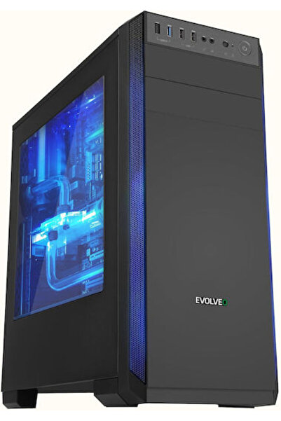 EVOLVEO Carcasă PC T3 Gaming Midi Tower cu fereastră laterală, negru