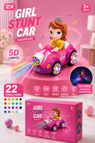 İlknurtoys Işıklı Sesli Müzikli Stunt Car Akrobat Araba 360° Dönen Pilli Oyun...