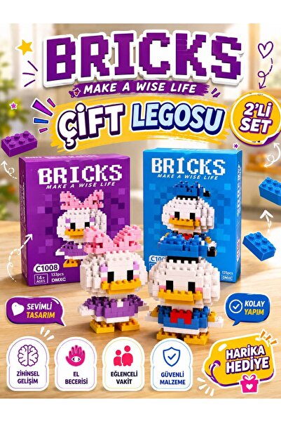 VEROKSA BRİCKS ÇİFT LEGOSU KOLEKSİYONLUK FİGÜR - SEVGİLİYE HEDİYE(Donald Duck...