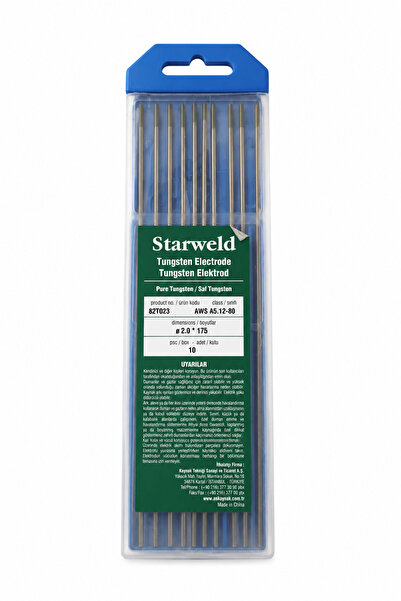 Askaynak STARWELD Saf Tungsten Elektrod 2.0x175 mm AWS A5.12-80 10'lu Paket 8...