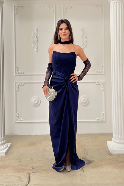 giyimmasalı Rochie de seară cu design din dantelă în partea superioară și țes...
