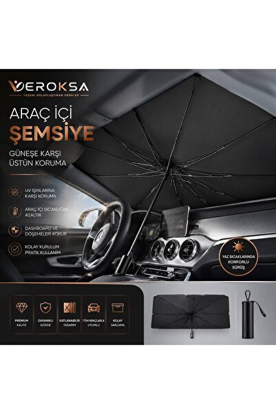 VEROKSA Araç İçi Şemsiye Güneşlik –UNİVERSAL Tüm Araç Modelleri ile Uyumlu