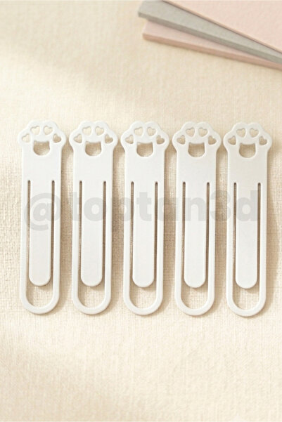 Toptan3D (Pack of 5) White Paw Bookmark, Cute Cat Paw Figure Bookmark, Gift f...