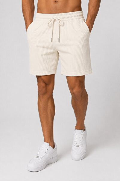 MARKATEM Feeling Men's Premium Basic Shorts Elastic Waist Comfortable Fit Rib...