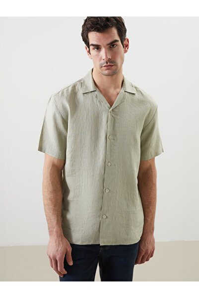 LC Waikiki Nevavm Regular Fit Short Sleeve 100% Linen Men's Shirt with Differ...
