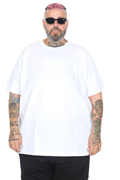 ModeXL Mode XL Large Size T-Shirt Bıs Some How 26121 White
