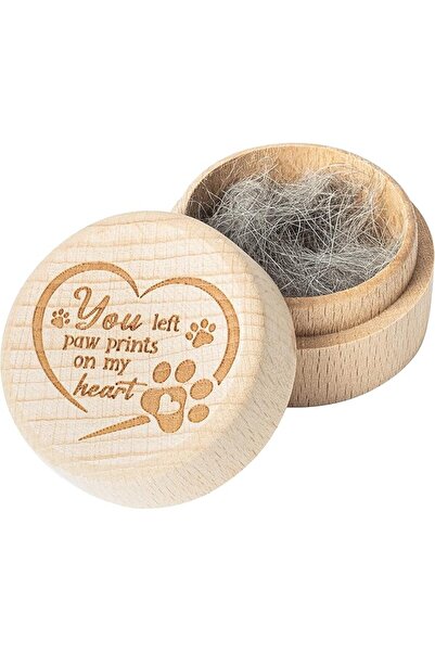 Arabest Pet Memorial Urn, Natural Beech Wood Keepsake Box, Engraved Paw Print...
