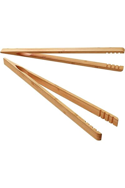 Arabest Bamboo Cooking Tongs, 2 Pack, Reusable Multi Purpose Toast Clips, Dar...