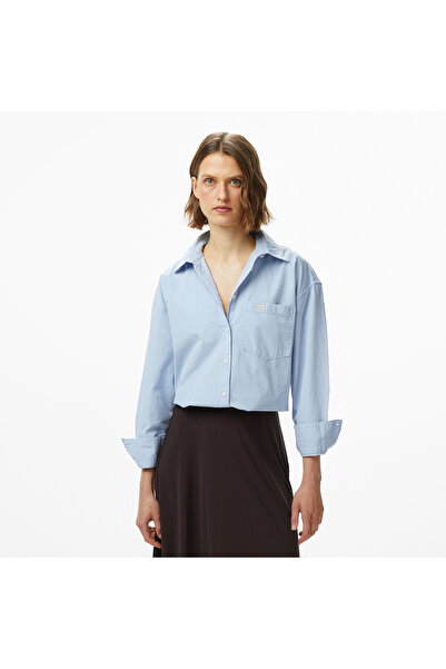 Guess Oversized Cepli Kadın Mavi Gömlek