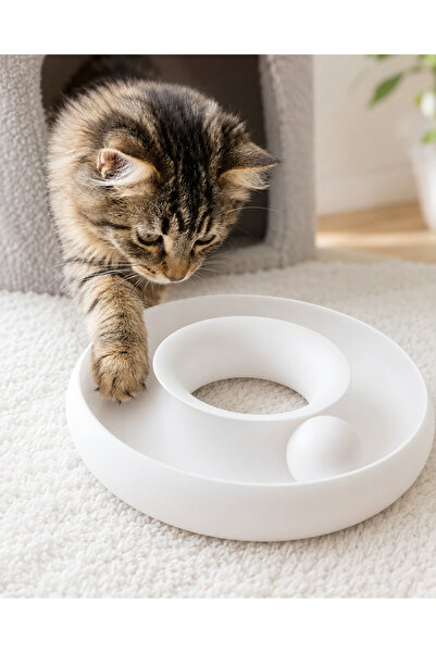 İnteraktif Kedi Top Oyuncağı – Dairesel Pati Oyun Parkuru ve Hareketli Zekâ Oyuncağı