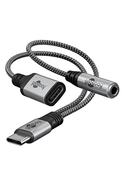goobay αντάπτορας USB-C σε 3.5mm & USB-C 74524, 60W, 480Mbps, γκρι